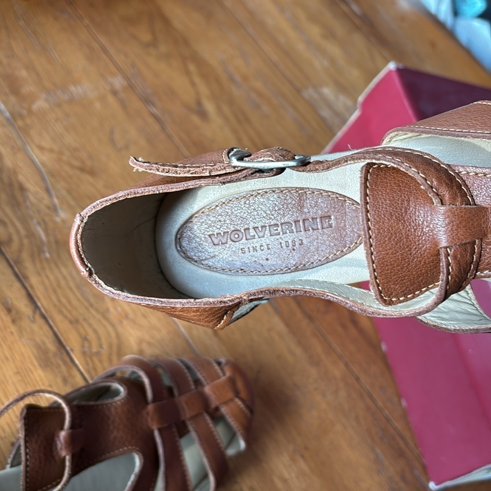 Wolverine 1883 Freida Sandals Women’s Tan Leather Fisherman Style w/ Box Size 9 - Picture 12 of 13